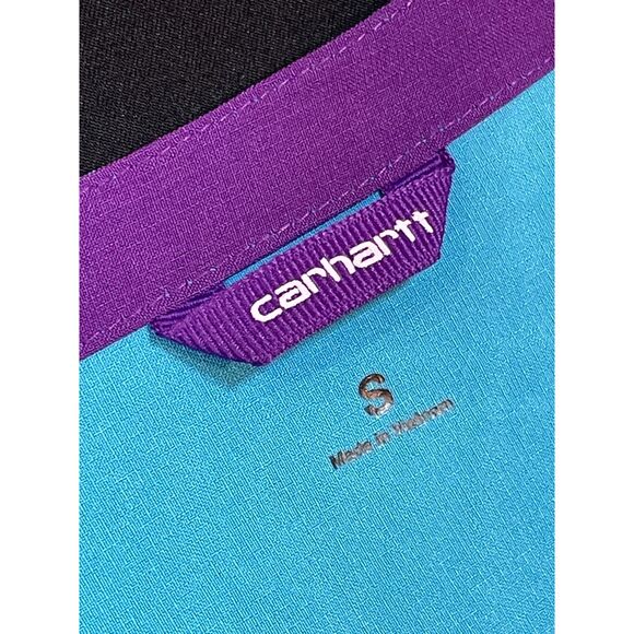 ~ Carhartt Force Sm Scrub Top V-neck Pockets Womens Cross-Flex Aqua Scrubs - Picture 13 of 16